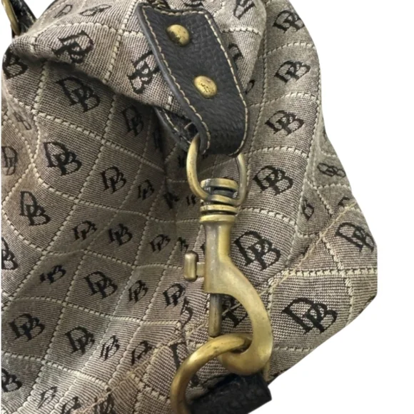 Dooney & Bourke Monogram Quilted Satchel Canvas Leather Bag